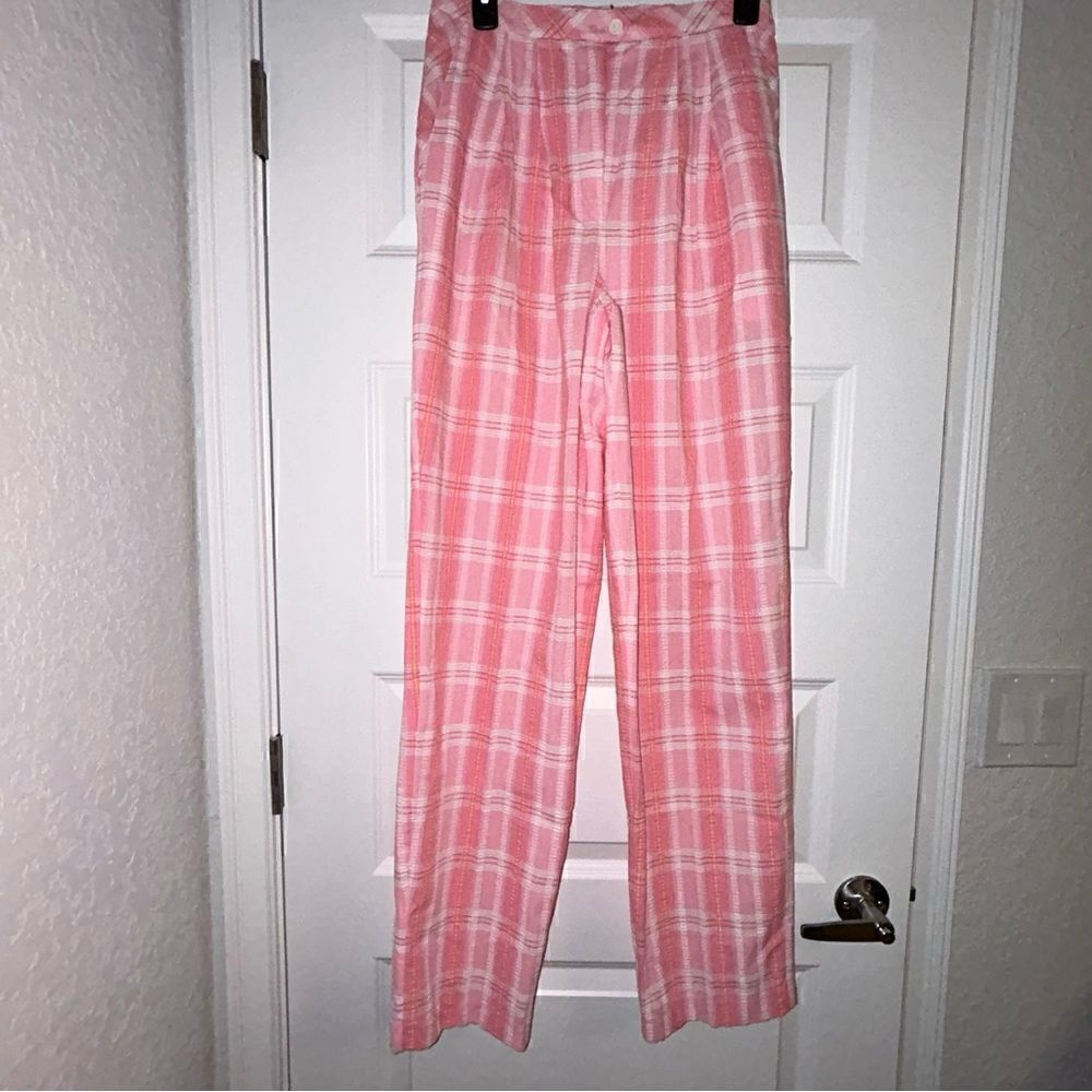 New, Vintage Elaine Benedict Plaid Print Searsucker Pants